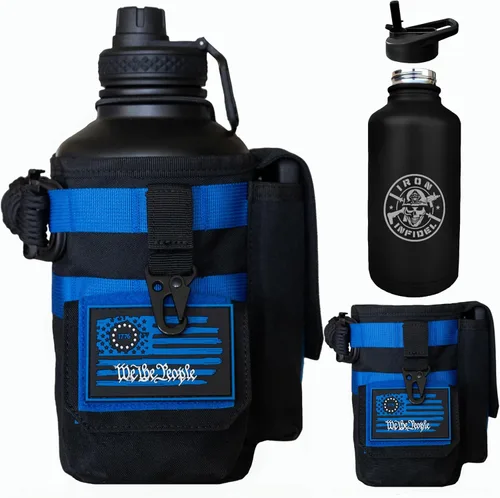 Vista 25 de Iron Infidel Battle Bottle - Botella de agua aislada de 32 onzas con tapa de popote y tapa para beber, frasco de metal de acero inoxidable incluye