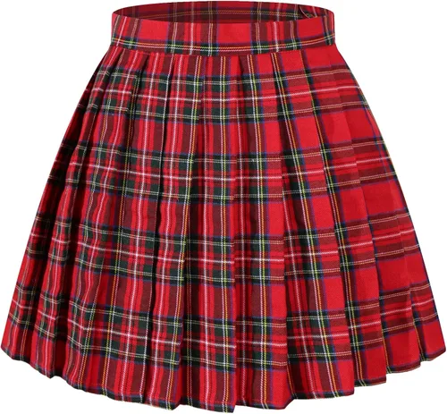 Vista 30 de Faldas plisadas a cuadros de cintura alta para mujeres y niñas, talla grande, uniforme escolar, mini disfraces de cosplay