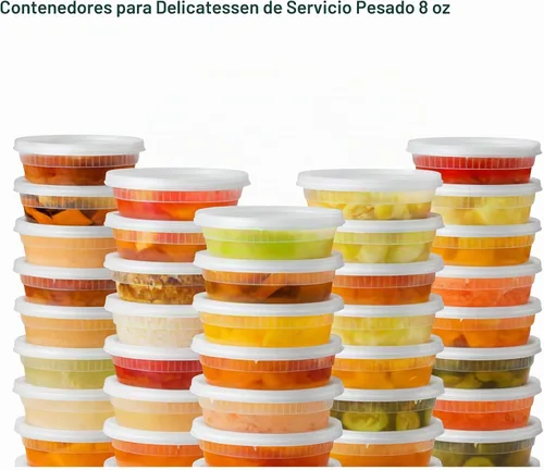 Vista 3 de [8oz-20 juegos de recipientes de plástico con tapas, recipientes transparentes sin BPA con tapas herméticas, almacenamiento de alimentos resistente