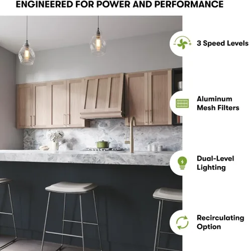 Vista 6 de Zephyr Campana extractora de inserción de 21 pulgadas, 400 CFM, potencia de 3 velocidades, ventilador Tornado, mini toldo de ventilación integrado