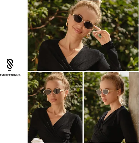 Vista 3 de SOJOS Gafas de sol ovaladas retro para mujeres y hombres, gafas de sol de moda clásicas con protección UV400 SJ1217