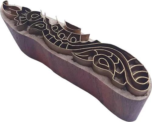 Vista 7 de Royal Kraft Sellos de madera de latón de la frontera para la impresión de bloques en arcilla, cerámica, tela BUHtag001