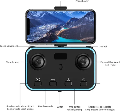 Vista 9 de GoolRC Mini dron con control remoto con cámara dual 4K plegable sin cabeza Drone con fotografía de gestos 3D Flip con bolsa de almacenamiento