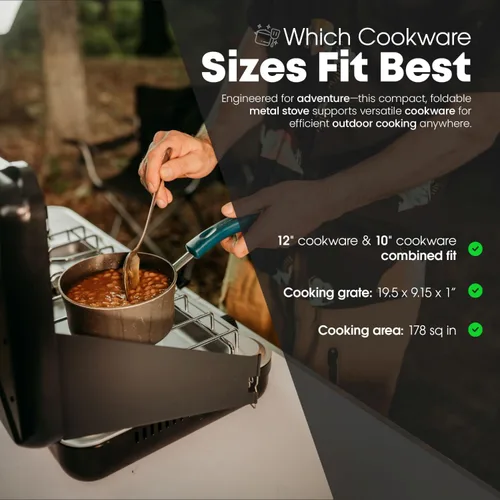Vista 4 de GasOne - Estufa portátil de campamento – Estufa de propano doble con encendido automático de giro – 22,000 BTU con 2 quemadores y protector contra
