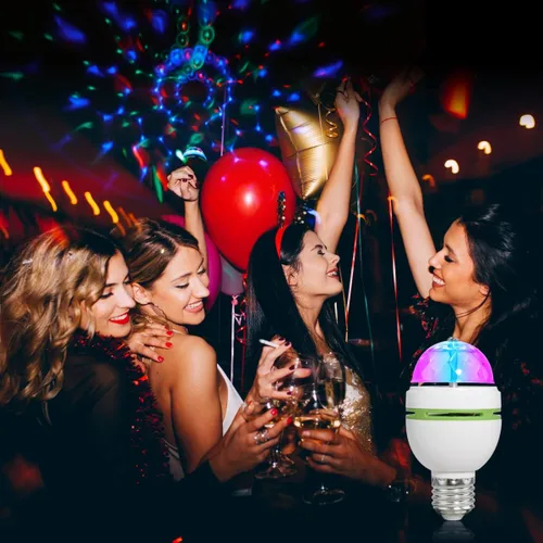 Vista 2 de vivian E27 3W luz giratoria de la etapa DJ discoteca cristal LED bola lámpara estroboscópica bombilla multi cambiante color LED luz