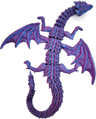 Vista 5 de Dragón volador articulado impreso en 3D (azul/plateado)