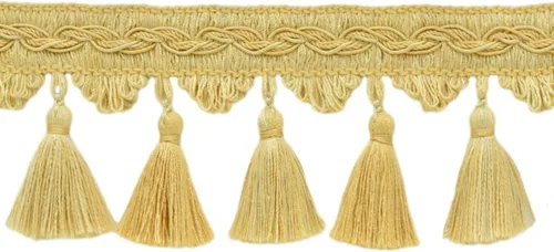 Vista 12 de Colección Veranda de 3 1/2" (8.5cm) Elegante ribete festoneado con flecos (Estilo # VTF035) Bisque Beige Multicolor #VNT31