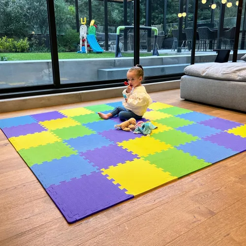 Vista 17 de MioTetto Tapete de juego para bebé, baldosas de espuma suave para el suelo para niños. Baldosas de espuma entrelazadas ajustables, se adapta a