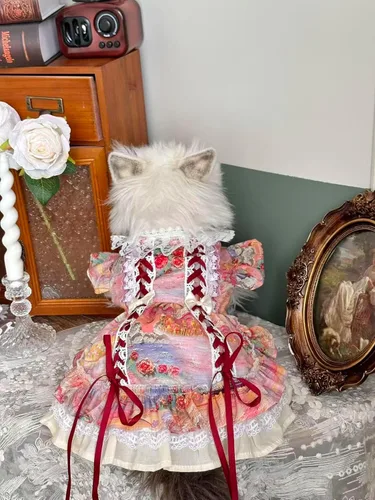 Vista 43 de Moda Vestido de Princesa de Encaje para Perro Cachorro Dulce para Perro EXTRAL Pequeño y Pequeño A-Negro XX-Pequeño