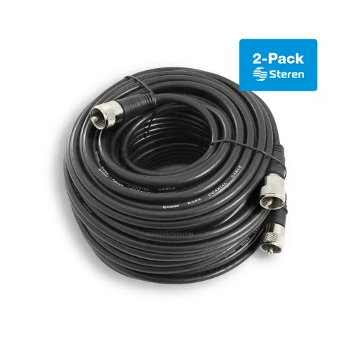 Vista 6 de STEREN RG8X - Cable coaxial de 50 pies, paquete de 2 unidades, cable coaxial CB con conectores UHF PL259, macho a macho de baja pérdida de 50 ohmios