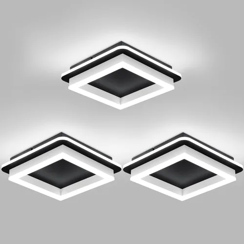Vista 14 de CANEOE Luz de Techo LED Moderna Negra, Lámpara de Techo Cuadrada de Montaje al Ras para Pasillo, Accesorios de Luz, 6000K Blanco Frío, Lámpara