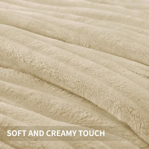 Vista 4 de Juego de edredón de forro polar Andency Queen, juego de 3 piezas de edredón beige para cama tamaño Queen, juego de ropa de cama suave, cálido