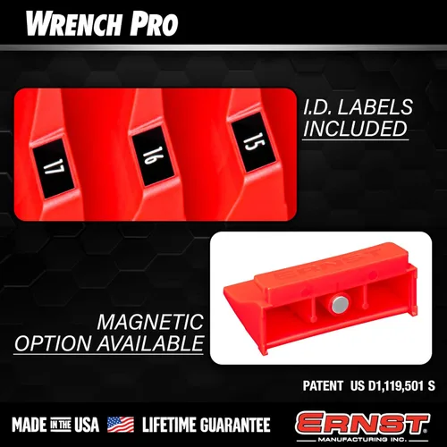 Vista 6 de Ernst Manufacturing Wrench Pro - Organizador modular de llaves para 20 herramientas con base magnética, fabricado en los Estados Unidos