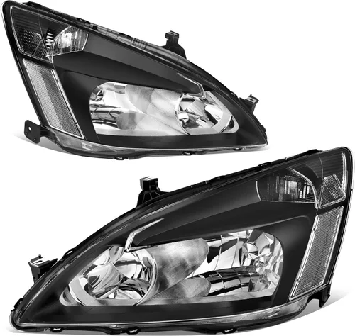 Vista 18 de oEdRo Conjunto de faros delanteros compatible con faros delanteros Accord 2003-2007, faro con carcasa cromada, reflectores ámbar, luces delanteras