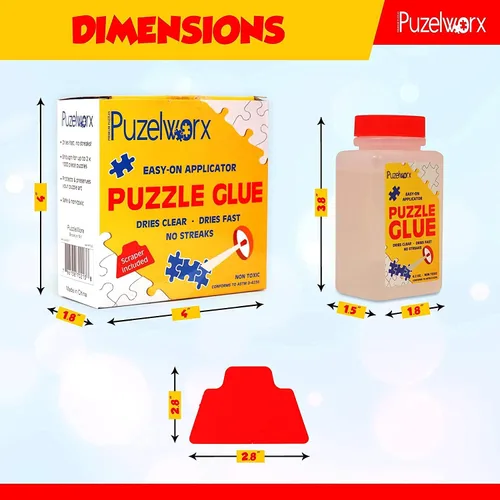 Vista 3 de PuzzleWorx - Pegamento para rompecabezas, aplicador fácil de poner, paquete de 2, pegamento transparente no tóxico para rompecabezas