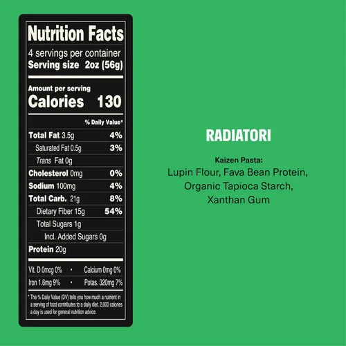 Vista 2 de Kaizen Radiatori - Pasta proteica, 0.71 onzas de proteína, baja en carbohidratos (0.21 onzas de carbohidratos netos), apta para dieta cetogénica