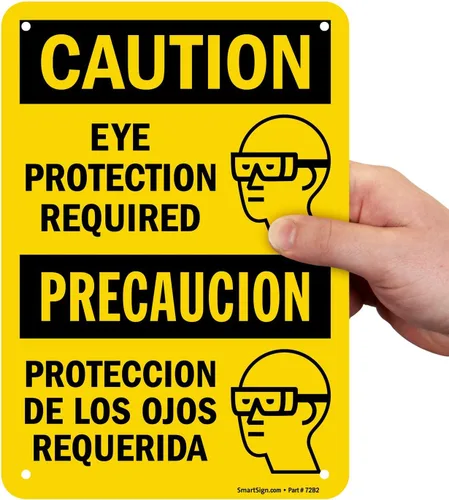 Vista 11 de SmartSign Letrero bilingüe "Precaución - Se requiere protección ocular" Aluminio de 10 x 14 pulgadas