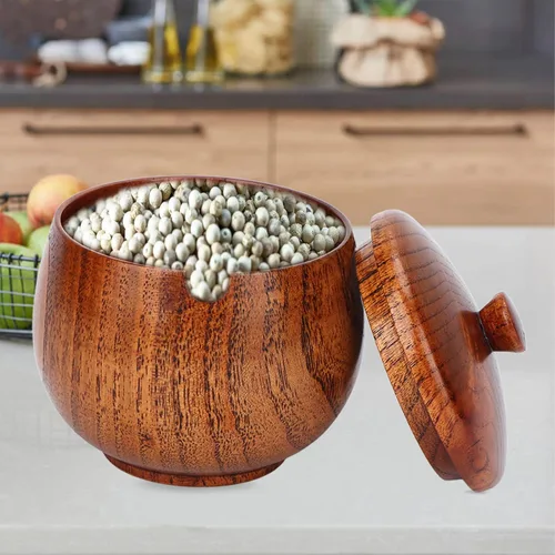 Vista 3 de GLOGLOW Wood Jar, Sour Jujube Wood Seasoning Box for Sauces for Kitchen (Large lacquer)