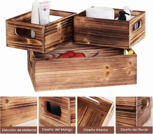 Vista 6 de Cajas de madera para exhibición,Caja decorativa rústica,Cestas
