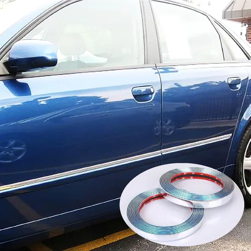 Vista 2 de 16 pies de cromo plateado para molduras de coche universales para exterior e interior, parachoques, ventanas, puertas, cuerpo, tira decorativa