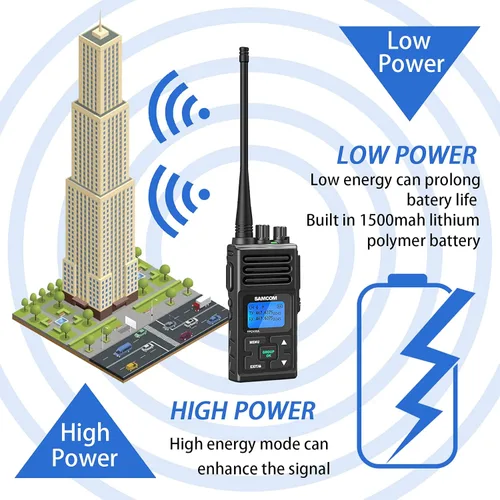 Vista 5 de SAMCOM Radio bidireccional de 5 W, Walkie Talkies profesionales/empresariales – Recargable, Walkie Talkie programable de 1500 mAh para adultos