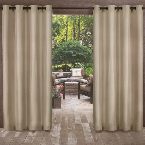 Vista 22 de Exclusivas cortinas para el hogar, para interiores y exteriores, con textura de dos tonos y ojales en la parte superior