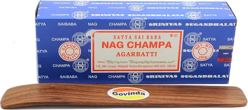 Vista 2 de Govinda - Bangalore (BNG) Nag Champa Argarbatti 8.82 oz con soporte para incienso