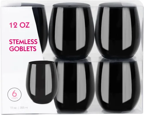 Vista 10 de PLASTICPRO Paquete de 6 Copas de Vino de Plástico Color Azul Aguamarina Sin Tallo Desechables de 12 oz Sin BPA Irrompibles Copas de Vino de Plástico