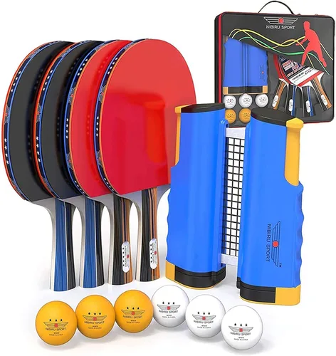 Vista 9 de NIBIRU SPORT Professional Ping Pong Paddle Sets - 2 Player or 4 Player Table Tennis Paddles, Retractable Net, Pingpong Balls and Carry Bag Storage