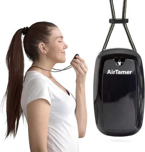 AirTamer Generador de iones negativos de aire recargable y portátil avanzado A315 | Rendimiento probado, negro con estuche de viaje de cuero negro