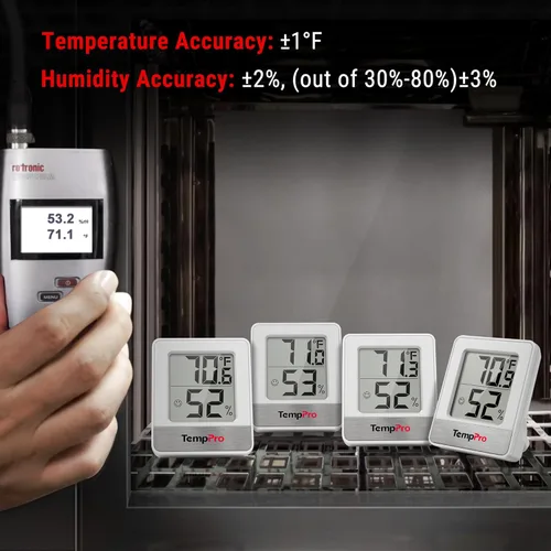 Vista 4 de ThermoPro TP49 - Termómetro digital de 3 piezas para interiores, medidor de humedad, mini higrómetro con monitor de temperatura y humedad