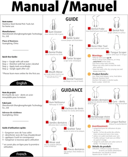 Vista 8 de G.CATACC Paquete de 10 herramientas dentales, removedor profesional de placa para limpieza de dientes, kit de higiene de acero inoxidable con púa