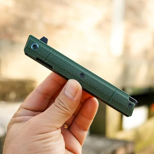 Vista 23 de Cuchillo plegable de bolsillo FORESAIL, hoja de acero DC53 y mango G10. Con clip de bolsillo y rompecristales, cuchillo de bolsillo para hombres