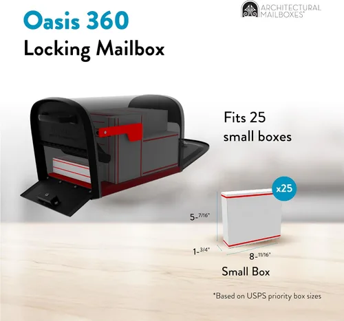 Vista 3 de Architectural Mailboxes 6300B-10 Oasis 360 Buzón de paquete con bloqueo, extragrande, negro, 6300B-10