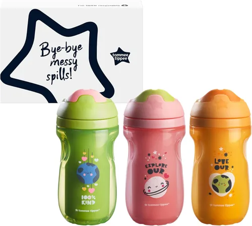 Vista 7 de Tommee Tippee Botella Sippee Aislada Superstar, 12m+, 9oz, Paquete de 3, Botella de Entrenamiento para Niños Pequeños sin Derrames, a Prueba