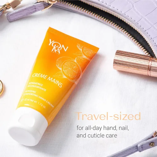 Vista 4 de Yonka Crema de manos de manteca de karité de naranja dulce, vitaminas E y aceite de semilla de uva suavizan y reparan Aroma fragante de mandarina