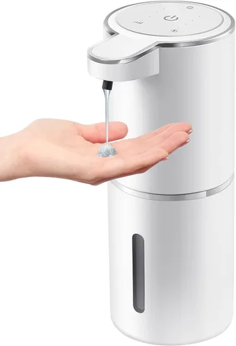 Vista 8 de Dispensador automático de jabón en espuma, espuma ajustable de 4 niveles, montaje en pared, USB recargable, 12.8oz/380ml, dispensador sin contacto