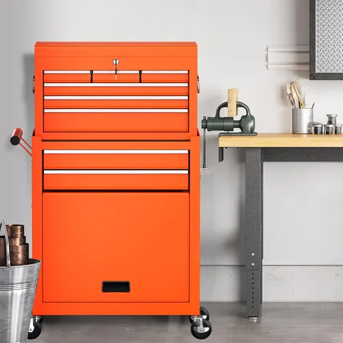 Vista 2 de Go Beyond Cofre de herramientas de 8 cajones con ruedas, gabinete de almacenamiento de herramientas y caja de herramientas, baúl de herramientas