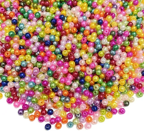 Vista 12 de 2000 cuentas de perlas redondas sueltas de 0.157 pulgadas con agujero para manualidades, pulseras, collares, suministros de fabricación de joyas