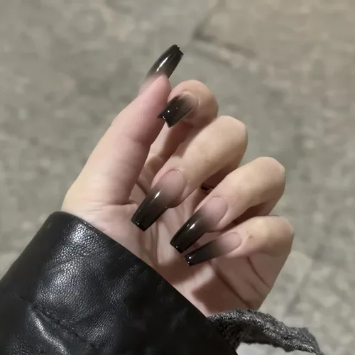 Vista 22 de BABALAL Uñas postizas largas a presión, uñas postizas negras y rojas, uñas acrílicas de almendra con diseño gótico, uñas adhesivas para mujeres