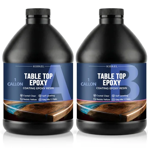 Vista 8 de KISREL Table Top Epoxy Resin Kit 1 Gallon (1:1 ratio) - Crystal Clear Epoxy with High Gloss, UV-Resistance & Self Leveling for Bar and Table Top