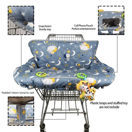 Vista 31 de Funda para carrito de compras para bebé de algodón, lavable a máquina para bebés, niños pequeños, niños o niñas, grandes (lindas)