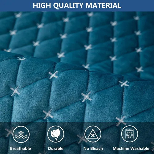 Vista 3 de Eismodra Almohadas para sofá, funda de sofá, fundas de sofá modular para sofá de 3 cojines, fundas de sofá para perros, gatos y mascotas, sofá Azul