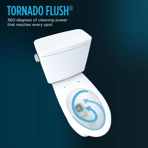 Vista 3 de TOTO Drake WASHLET+ inodoro de dos piezas alargado 1.28 GPF TORNADO FLUSH con asiento bidet C5, color blanco algodón - MW7763084CEG#01