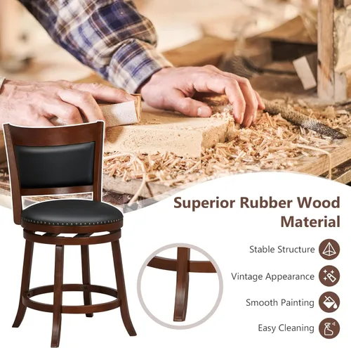 Vista 5 de Giantex Juego de 2 taburetes de bar de 25 pulgadas, taburetes giratorios de altura de mostrador con respaldo, asiento acolchado de 20 pulgadas