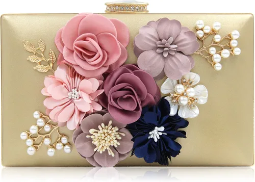 Milisente - Bolso tipo clutch de diseño floral, bolso de noche para mujer, para novias, bodas