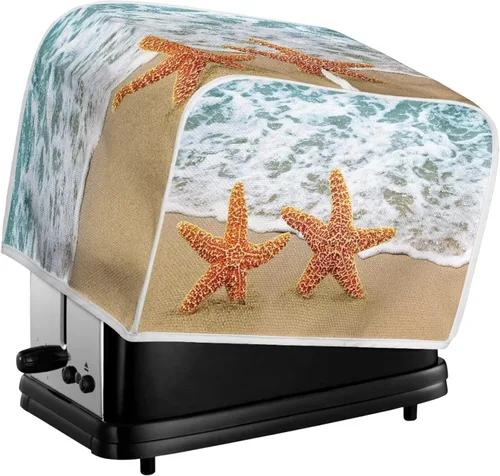 Vista 6 de Dolyues Beach Toaster Cover 2 Slice Universal Size Microwave Oven Dustproof Cover Women Gift Small Bread Cover with Portable Handle