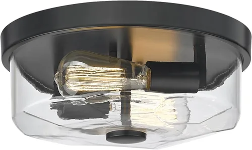 Vista 14 de Lámpara de Techo Empotrada de Níquel Cepillado, Luminarias de Pasillo de 2 Luces, Lámpara de Techo de Estilo Granja Moderna de Vidrio Transparente