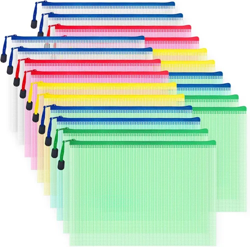 Vista 21 de AUSTARK 20 bolsas de malla con cremallera, multiusos, impermeables, bolsa de almacenamiento organizadora para oficina, escuela, hogar, viajes