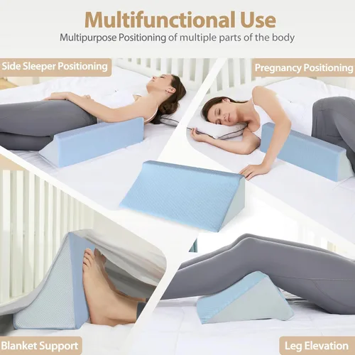 Vista 4 de Almohada de cuña para dormir de lado, posicionadores de almohada de espalda de espuma viscoelástica para dormir de lado, prevenir úlceras por